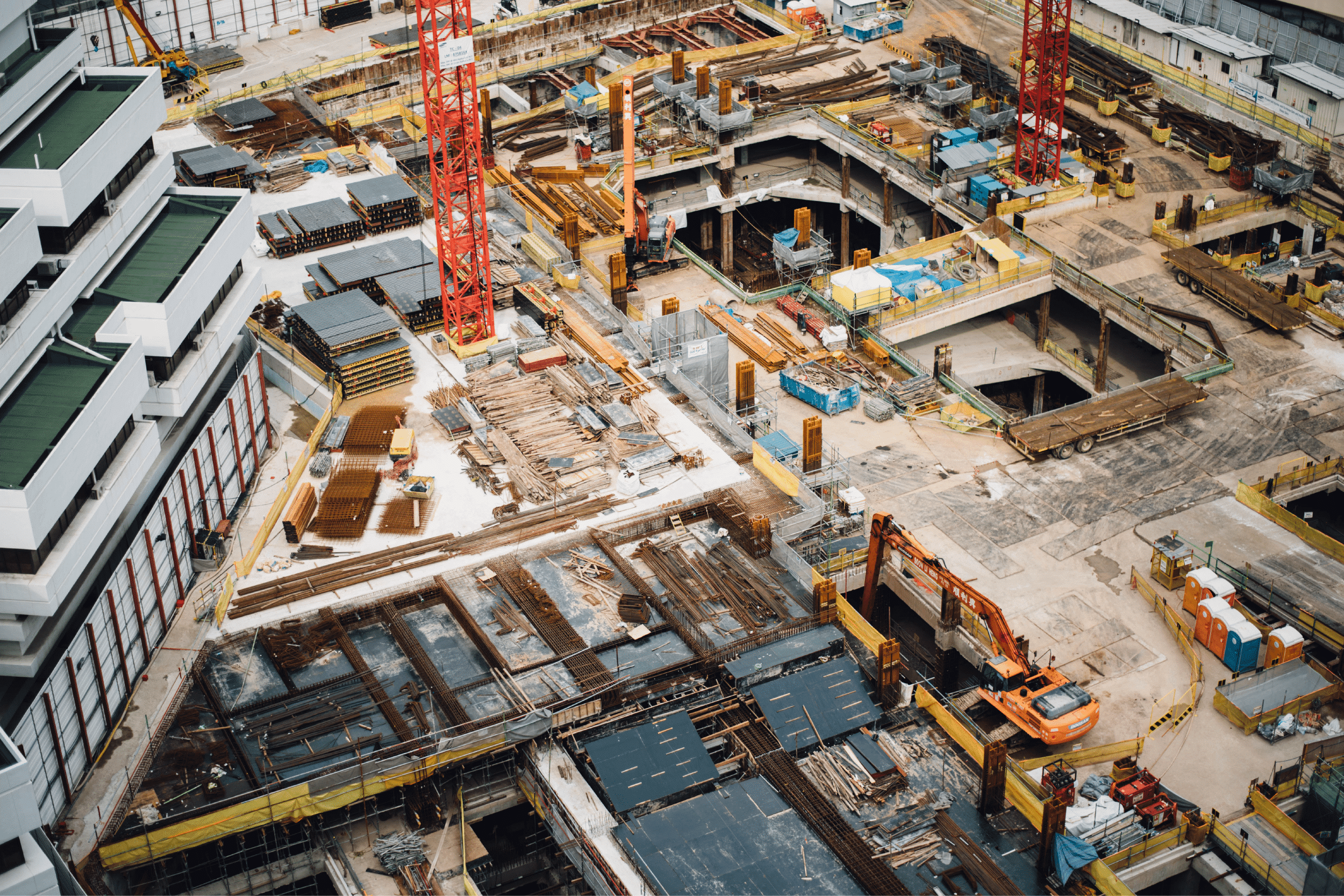 Birdseye view of a construction site Birdseye view of a construction site