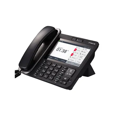 Black Desk Phone Receiver angled with Touch Screen